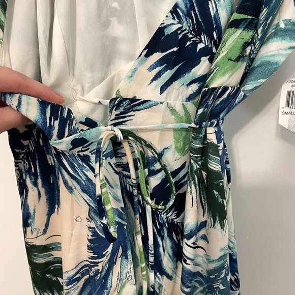 NEW NWT ADELYN RAE Nevina Ruffle Wrap Front Maxi Dress Multi Palm Leaf Tropical - Picture 7 of 16
